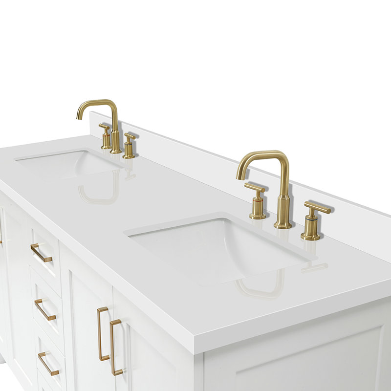 Longshore Tides Freitas 73'' Double Bathroom Vanity with White Quartz